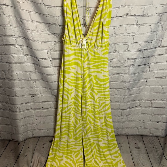 Free People Lime Green One Piece Wide Leg Romper - Picture 1 of 6
